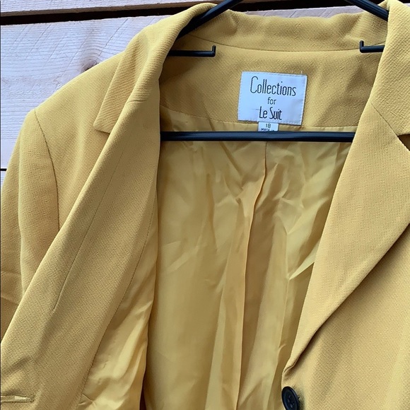 NWT amazing Le Suit mustard yellow longline suit coat/blazer, sz 18. - Picture 5 of 11